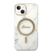 Guess GUBPP14MHMEACSH Θήκη + Ασύρματος Φορτιστής Apple iPhone 14 Plus / iPhone 15 Plus Λευκή Σκληρή Θήκη, Marble, MagSafe
