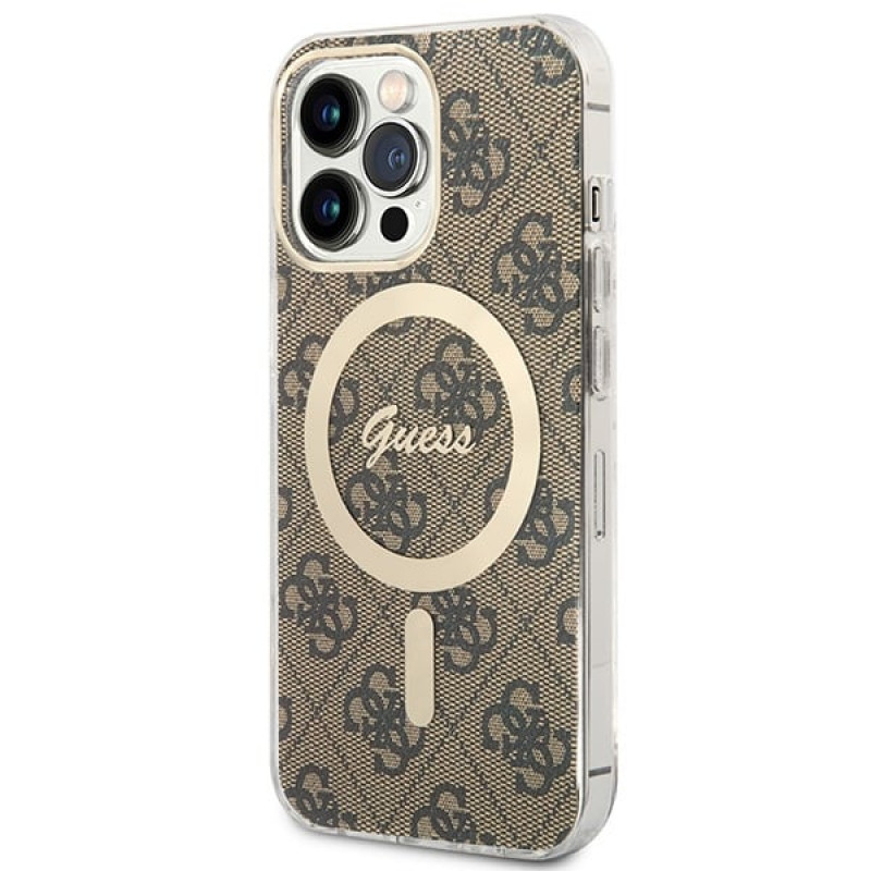 Guess GUBPP13LH4EACSW Θήκη + Ασύρματος Φορτιστής Apple iPhone 13 Pro Καφέ Σκληρή Θήκη, 4G Print, MagSafe