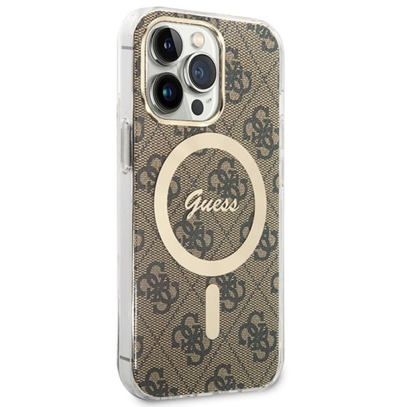 Guess GUBPP13LH4EACSW Θήκη + Ασύρματος Φορτιστής Apple iPhone 13 Pro Καφέ Σκληρή Θήκη, 4G Print, MagSafe