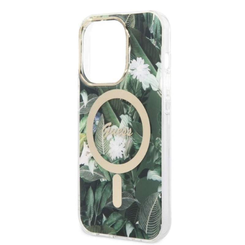Guess GUBPP14XHJEACSA Θήκη + Ασύρματος Φορτιστής για Apple iPhone 14 Pro Max, Jungle, πράσινη σκληρή θήκη, MagSafe