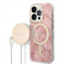 Guess GUBPP14LHJEACSP Θήκη + Ασύρματος Φορτιστής για Apple iPhone 14 Pro, Jungle, ροζ σκληρή θήκη, MagSafe