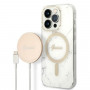 Θήκη Guess GUBPP14LHMEACSH + Ασύρματος Φορτιστής Apple iPhone 14 Pro Λευκή Σκληρή Θήκη, Marble, MagSafe