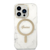 Θήκη Guess GUBPP14LHMEACSH + Ασύρματος Φορτιστής Apple iPhone 14 Pro Λευκή Σκληρή Θήκη, Marble, MagSafe