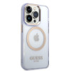 Guess GUHMP14XHTCMU Apple iPhone 14 Pro Max μωβ σκληρή θήκη, Gold Outline Translucent, MagSafe