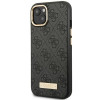 Guess GUHMP14MU4GPRK Θήκη Apple iPhone 14 Plus / 15 Plus μαύρη σκληρή, 4G Logo Plate, MagSafe