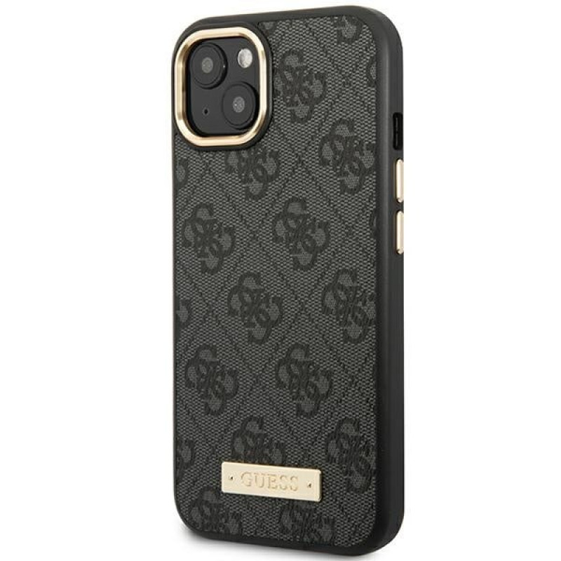 Guess GUHMP14MU4GPRK Θήκη Apple iPhone 14 Plus / 15 Plus μαύρη σκληρή, 4G Logo Plate, MagSafe