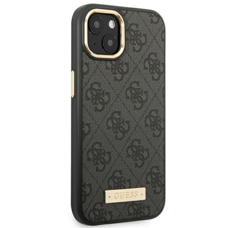 Guess GUHMP14MU4GPRK Θήκη Apple iPhone 14 Plus / 15 Plus μαύρη σκληρή, 4G Logo Plate, MagSafe