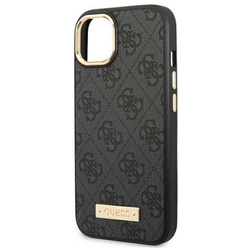 Guess GUHMP14MU4GPRK Θήκη Apple iPhone 14 Plus / 15 Plus μαύρη σκληρή, 4G Logo Plate, MagSafe