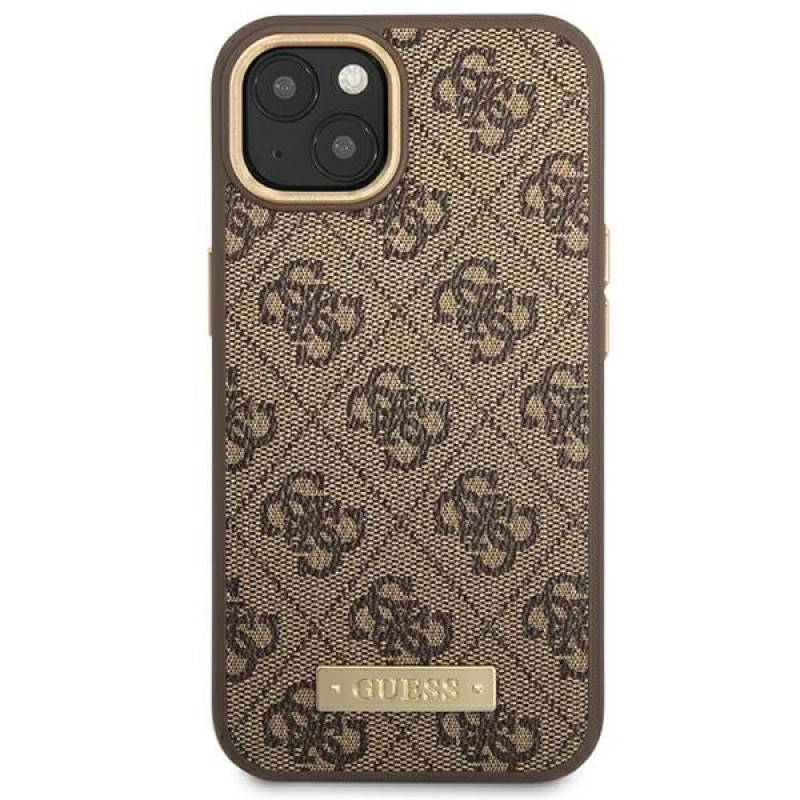 Guess GUHMP14MU4GPRW Apple iPhone 14 Plus / 15 Plus καφέ σκληρή θήκη, 4G Logo Plate, MagSafe