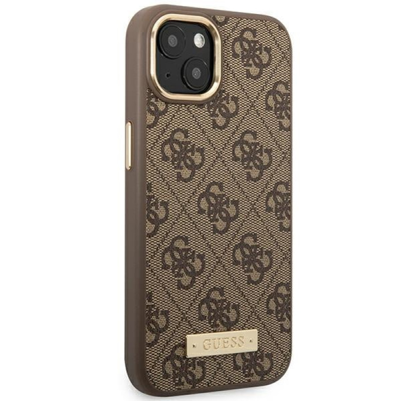 Guess GUHMP14MU4GPRW Apple iPhone 14 Plus / 15 Plus καφέ σκληρή θήκη, 4G Logo Plate, MagSafe