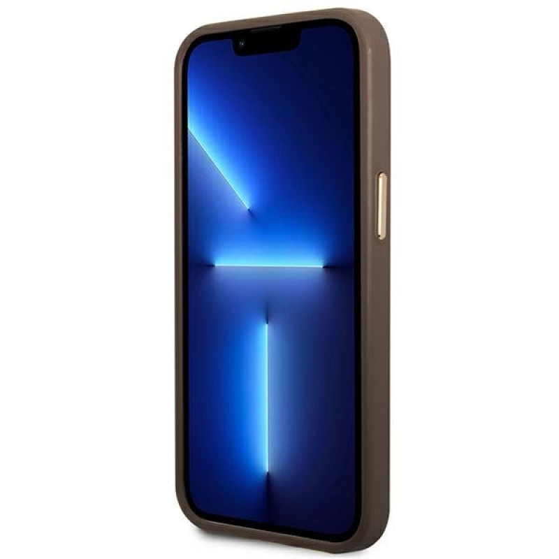 Guess GUHMP14MU4GPRW Apple iPhone 14 Plus / 15 Plus καφέ σκληρή θήκη, 4G Logo Plate, MagSafe