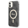 Θήκη Guess GUBPN61H4EACSK + Ασύρματος Φορτιστής για Apple iPhone 11, 4G Print, μαύρη σκληρή θήκη, MagSafe