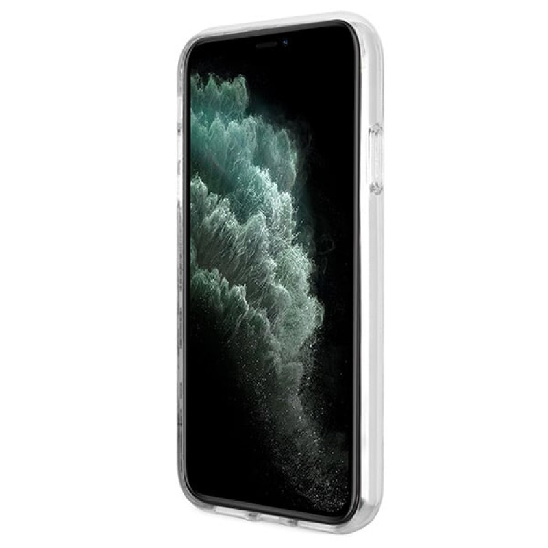 Θήκη Guess GUBPN61H4EACSK + Ασύρματος Φορτιστής για Apple iPhone 11, 4G Print, μαύρη σκληρή θήκη, MagSafe