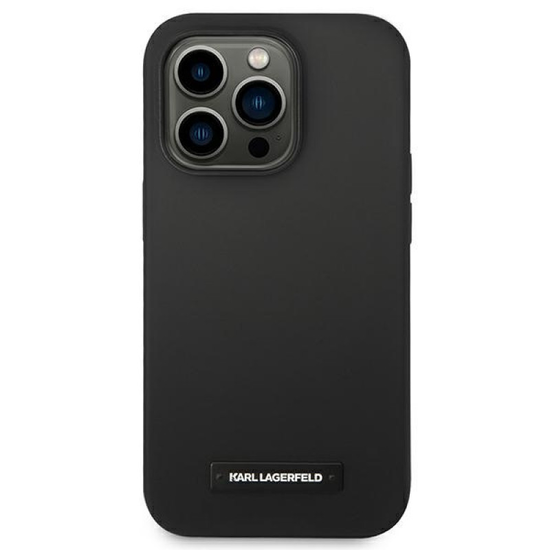 Karl Lagerfeld KLHMP14LSLMP1K Apple iPhone 14 Pro μαύρη σκληρή θήκη, Silicone Plaque, MagSafe