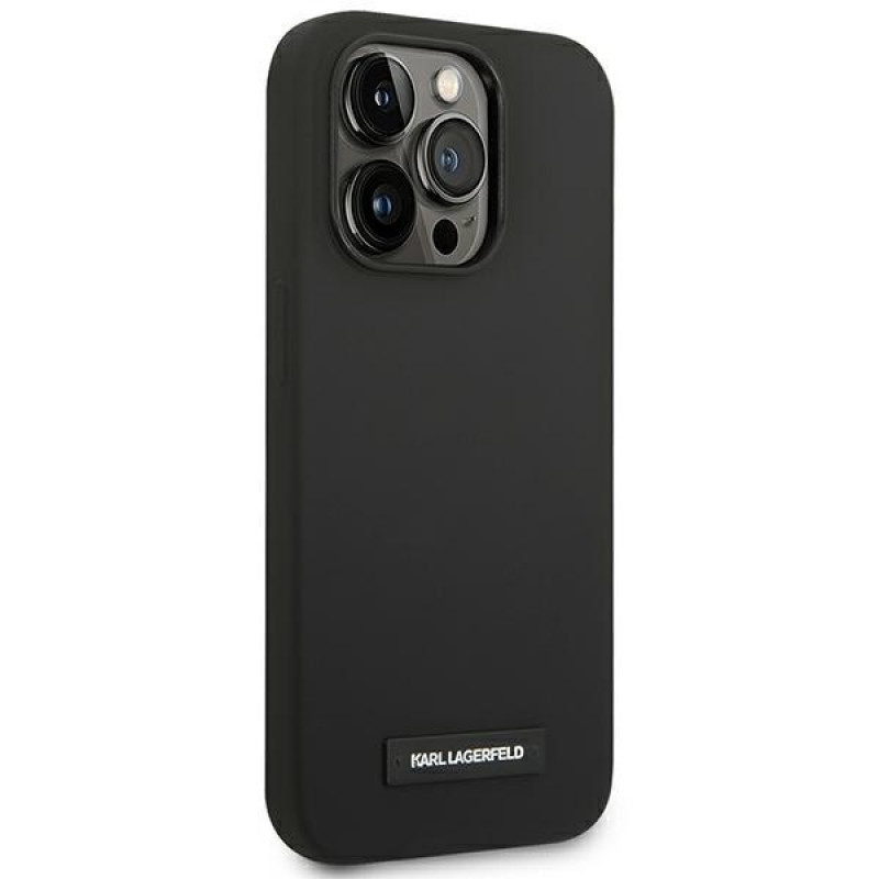 Karl Lagerfeld KLHMP14LSLMP1K Apple iPhone 14 Pro μαύρη σκληρή θήκη, Silicone Plaque, MagSafe
