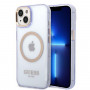 Guess GUHMP14SHTCMU Apple iPhone 14 μωβ σκληρή θήκη, Gold Outline Translucent, MagSafe
