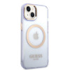 Guess GUHMP14SHTCMU Apple iPhone 14 μωβ σκληρή θήκη, Gold Outline Translucent, MagSafe