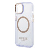 Guess GUHMP14SHTCMU Apple iPhone 14 μωβ σκληρή θήκη, Gold Outline Translucent, MagSafe