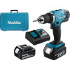 Makita DDF453RFE Δραπανοκατσάβιδο μπαταρίας με 2 μπαταρίες και τσοκ χωρίς κλειδί, μαύρο/μπλε