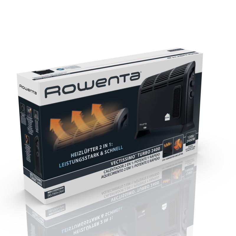 Rowenta Vectissimo Turbo CO3035F1 θερμοπομπός με ανεμιστήρα, 2400 W, μαύρος