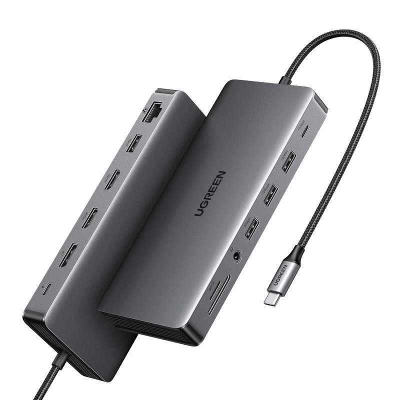 Σταθμός σύνδεσης φορητού υπολογιστή Ugreen Revodok Pro 313 USB-C (15978), UGR1851, 100 W, γκρι