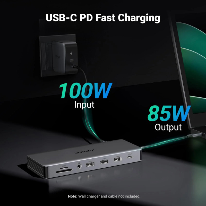 Σταθμός σύνδεσης φορητού υπολογιστή Ugreen Revodok Pro 313 USB-C (15978), UGR1851, 100 W, γκρι