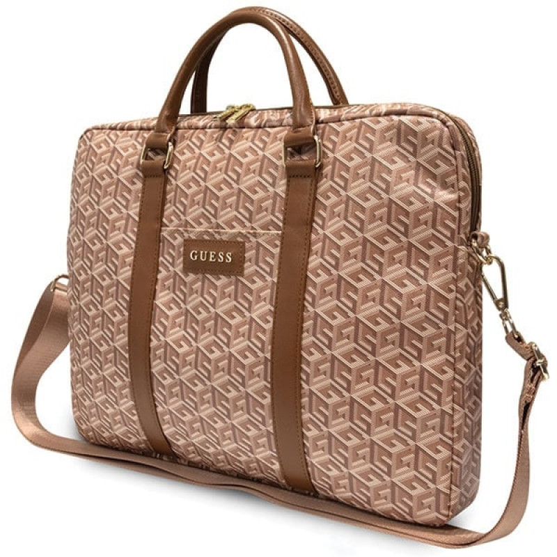 Guess GCube Stripes GUCB15HGCFSEW τσάντα laptop, έως 16", καφέ