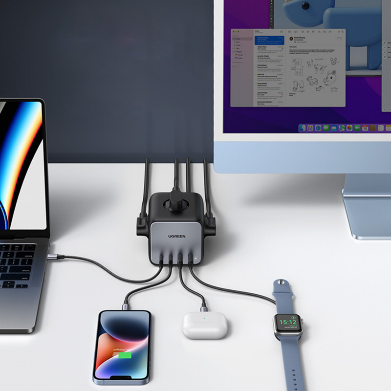 Ugreen CD268 Πολύπριζο Κύβος 65W USB-A/USB-C + 3x AC, μαύρο