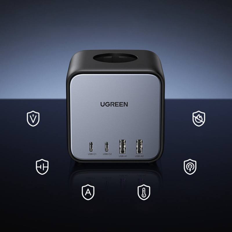 Ugreen CD268 Πολύπριζο Κύβος 65W USB-A/USB-C + 3x AC, μαύρο