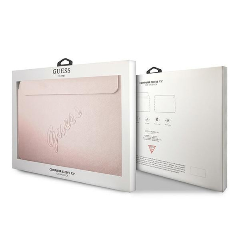 Θήκη Guess GUCS13PUSASPI Saffiano Script για φορητό υπολογιστή 13", ροζ