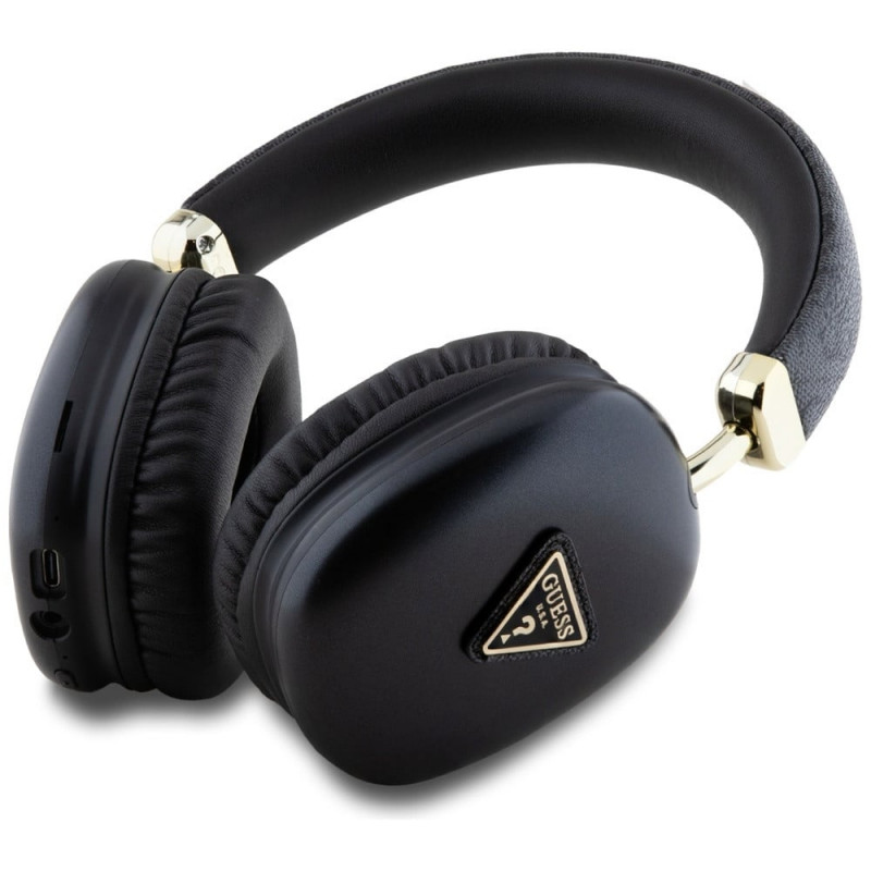 Guess 4G Triangle Logo Ασύρματα Υπερωτικά Ακουστικά, Bluetooth 5.3, μαύρα