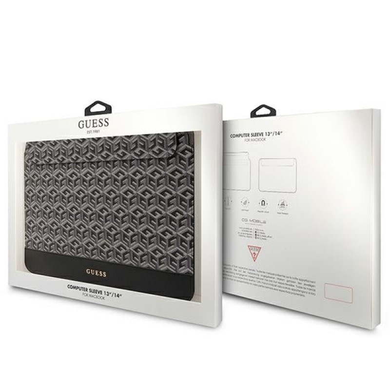 Θήκη laptop Guess GUCS14HGCFSEK 14 ιντσών, GCube Stripes, μαύρη