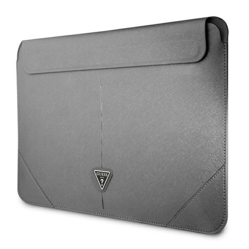 Θήκη laptop Guess GUCS14PSATLG 13/14 ίντσες, Saffiano Triangle, ασημί