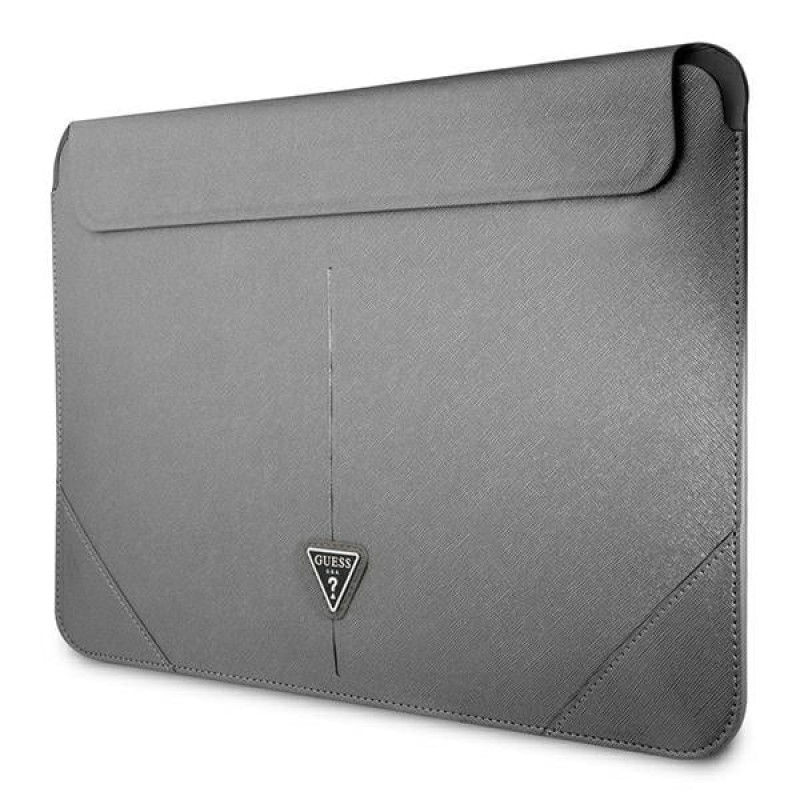 Θήκη laptop Guess GUCS16PSATLG 16", Saffiano Triangle, ασημί
