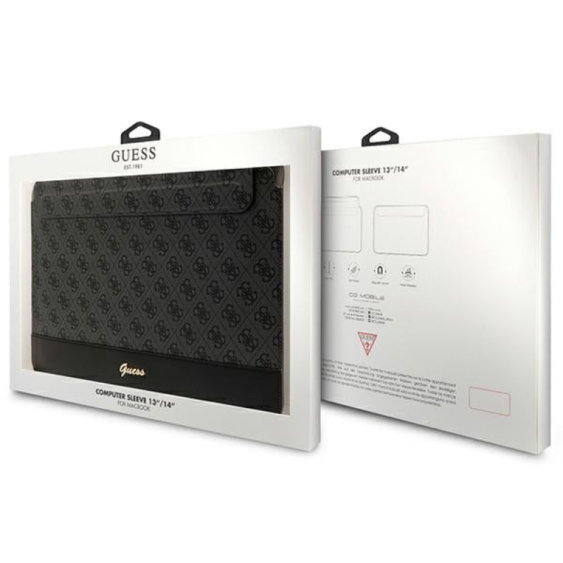 Θήκη laptop Guess GUCS14PS4SGK 14 ιντσών, 4G Stripe Metal Logo, μαύρη