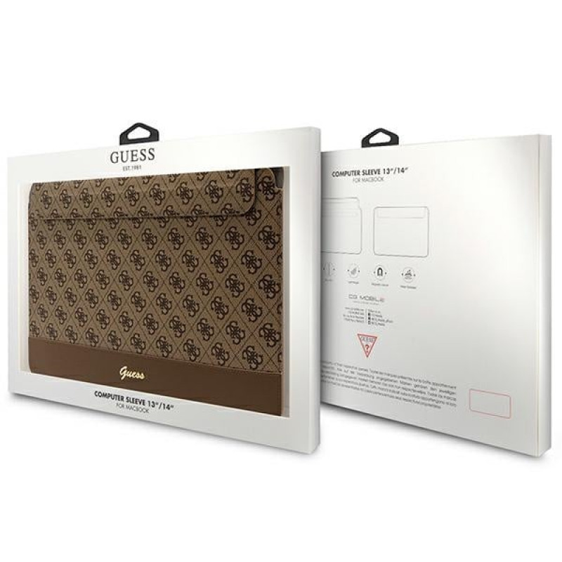 Θήκη laptop Guess GUCS14PS4SGW 14", 4G Stripe Metal Logo, καφέ