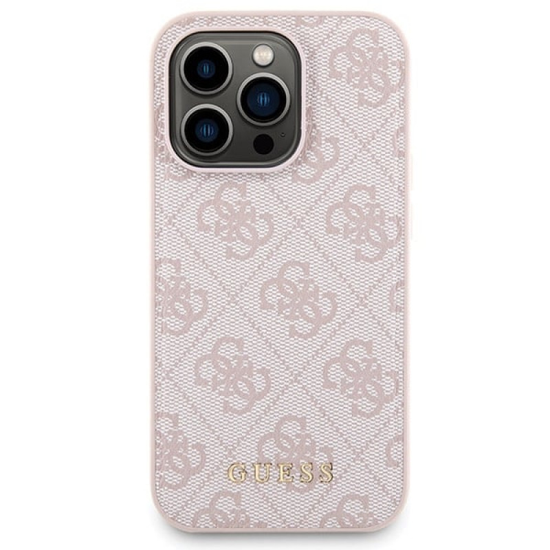 Guess GUBPM5P14L4GEMGP Apple iPhone 14 Pro Θήκη Σκληρή + 5000 mAh MagSafe Powerbank Σετ, 4G Metal Logo, ροζ