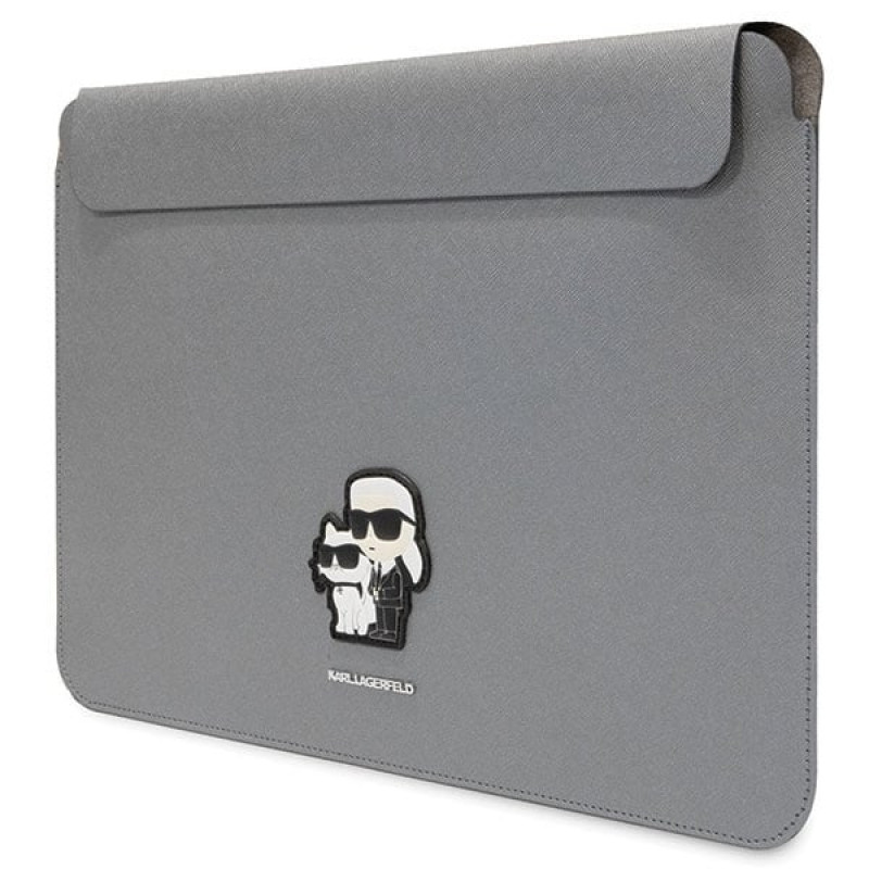 Θήκη Laptop Karl Lagerfeld KLCS14SAKCPMG για 14 ίντσες, ασημί, Saffiano Karl&Choupette
