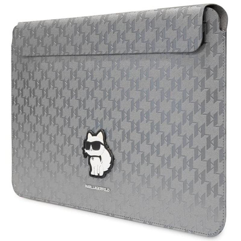 Θήκη Laptop Karl Lagerfeld KLCS14SAKHPCG για 14 ίντσες, ασημί, Saffiano Monogram Choupette
