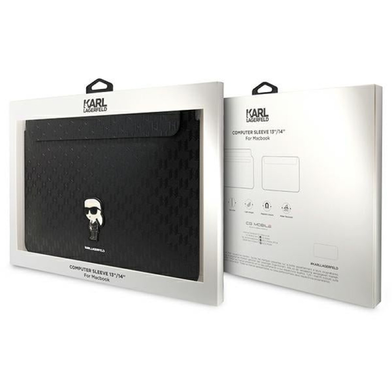 Θήκη Laptop Karl Lagerfeld KLCS14SAKHPKK για 14", μαύρη, Saffiano Monogram Ikonik