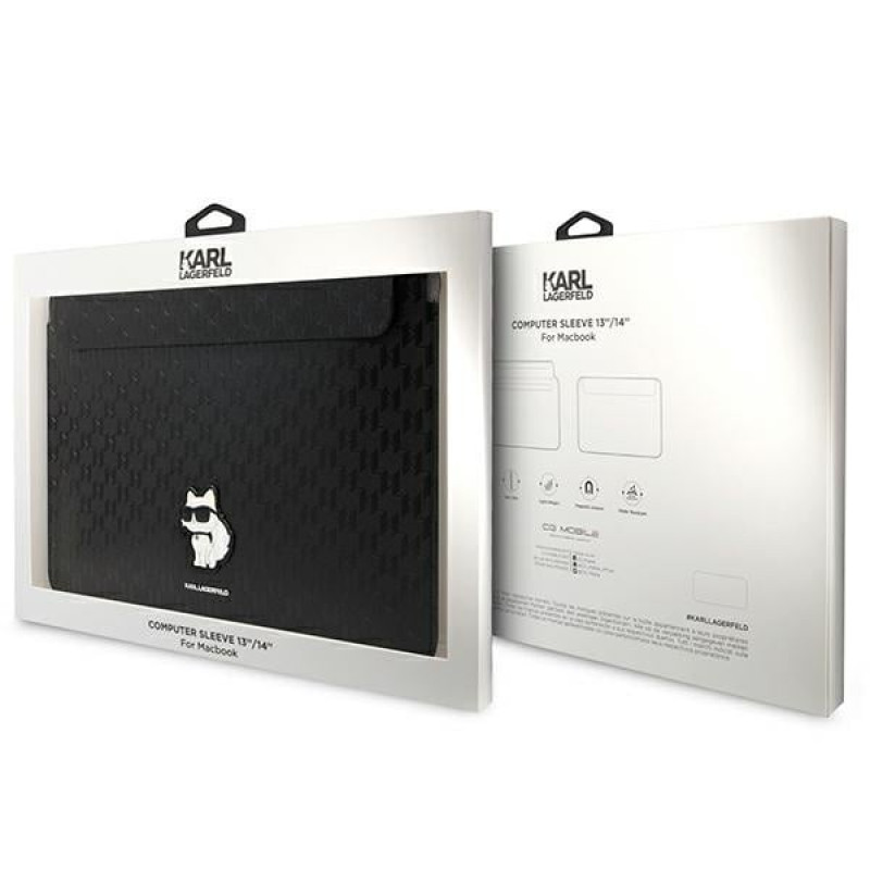 Θήκη Laptop Karl Lagerfeld KLCS14SAKHPCK για 14", μαύρη, Saffiano Monogram Choupette