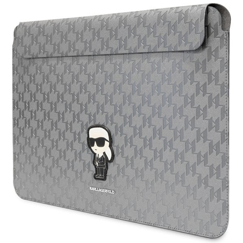Θήκη Laptop Karl Lagerfeld KLCS14SAKHPKG για 14 ίντσες, ασημί, Saffiano Monogram Ikonik