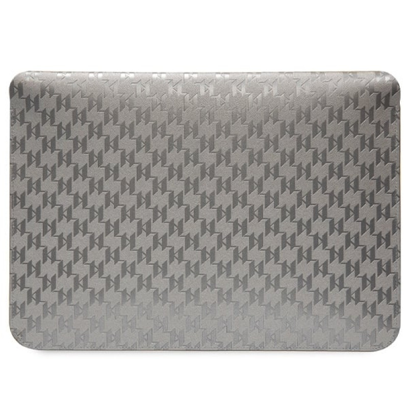 Θήκη Laptop Karl Lagerfeld KLCS14SAKHPKG για 14 ίντσες, ασημί, Saffiano Monogram Ikonik