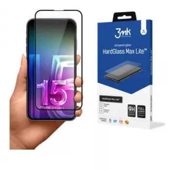 3MK Apple iPhone 15 Pro HardGlass Max Lite Μεμβράνη Προστασίας Οθόνης από Γυαλί Μαύρο