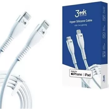 3MK Καλώδιο Hyper Silicone USB-C σε Lightning 20W 3A Λευκό 1m