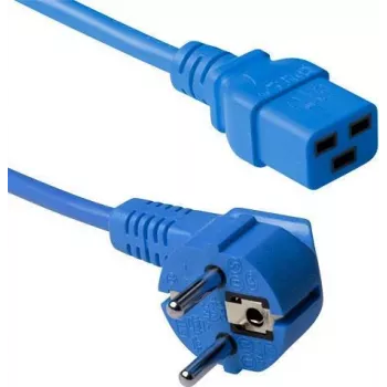 ACT 3m γωνιακό καλώδιο τροφοδοσίας Schuko σε C19 μπλε 16A 250V AK5174