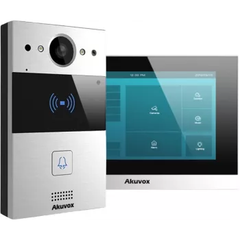 Akuvox C313W-2/R20A-2 Σετ θυροτηλεόρασης IP 2 συρμάτων με οθόνη αφής 7 ιντσών και θυροτηλέφωνο RFID
