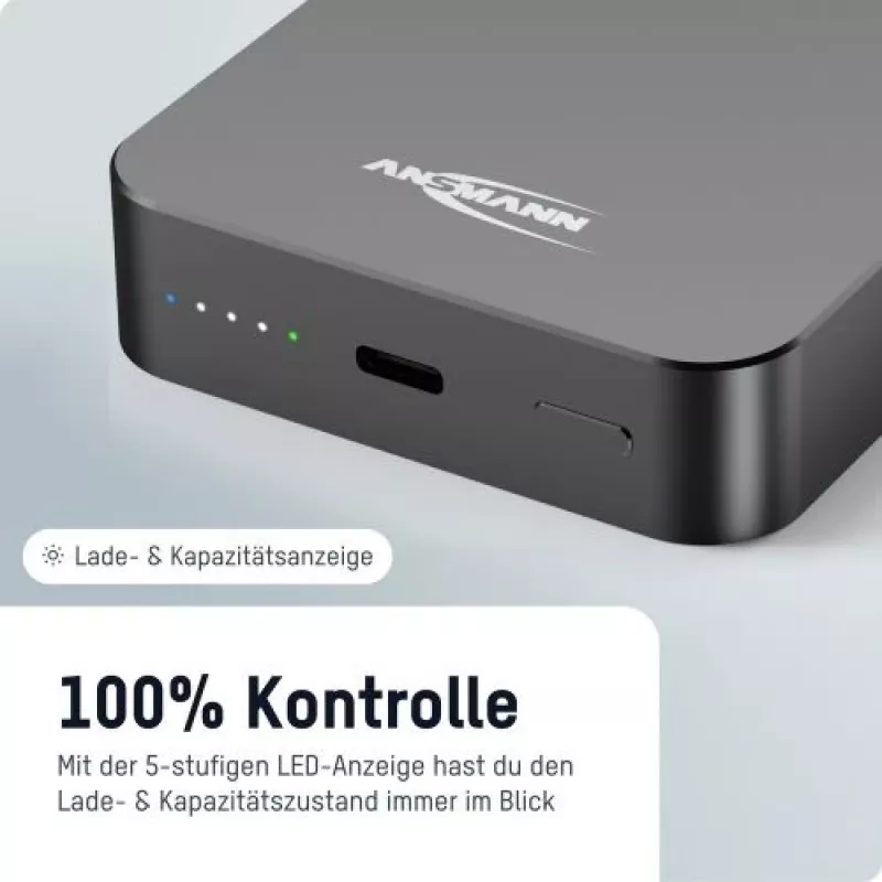 ANSMANN 1700-0199 10000 mAh Ασύρματο Power Bank ανθρακί