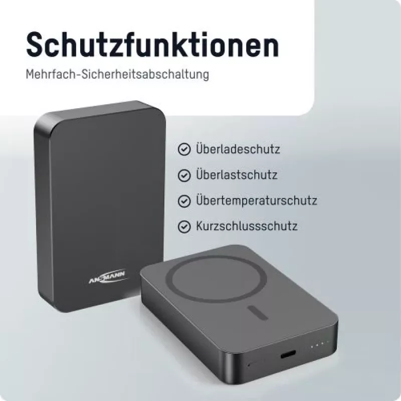 ANSMANN 1700-0199 10000 mAh Ασύρματο Power Bank ανθρακί