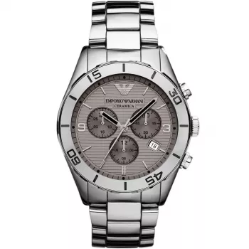 ARMANI AR1462 ανδρικό κεραμικό ρολόι 43mm μαύρο καντράν χρονογράφος